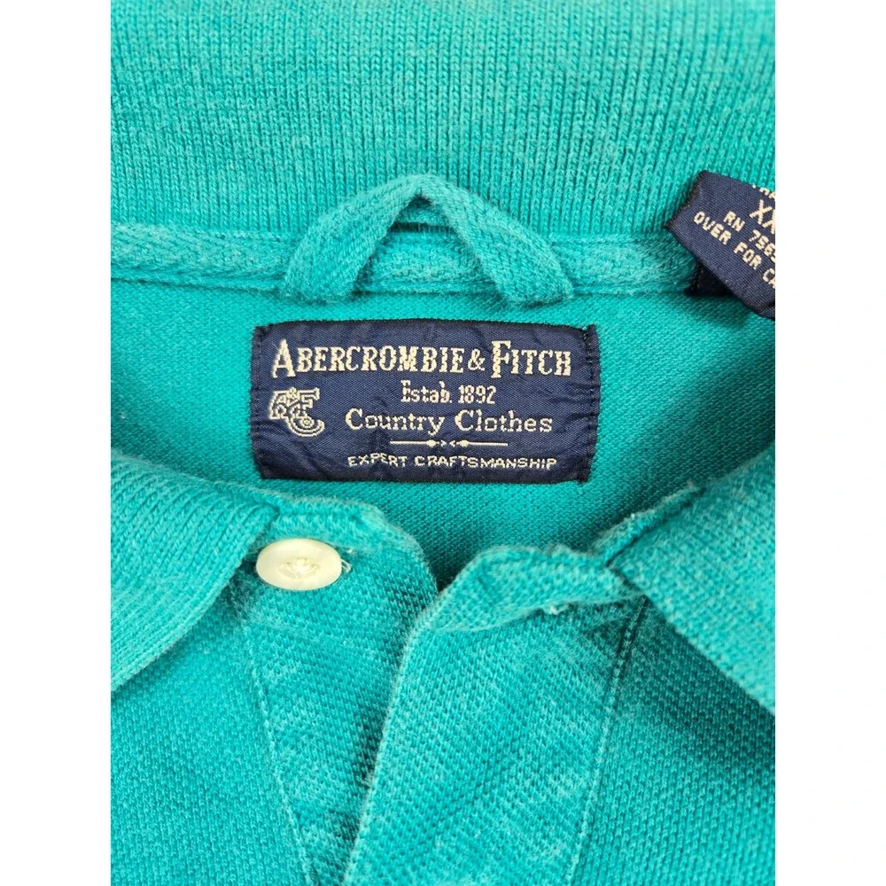 Vintage Abercrombie & Fitch Country Clothes Mens XXL Teal Green Pique Polo Shirt